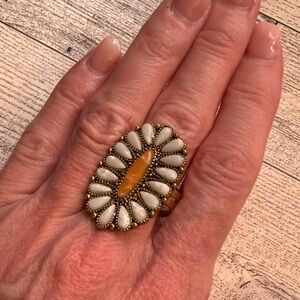 Gold, orange and Cream Statement Ring